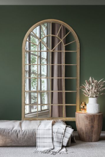 The Somerley - Large Country Arch Wall Mirror 71" x 40" (180x103cm) Sand Colour